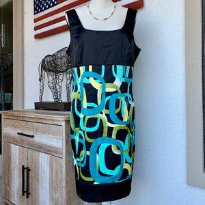 Dress Barn Geometric Turquoise Black Blue Green Dress 16